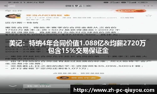 美记：特纳4年合同价值1.088亿&均薪2720万 包含15%交易保证金